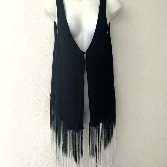 CHARLOETT RUSSE BOHO FRINGE CARDIGAN VEST LIGHTWEIGHT - Picture 1 of 10